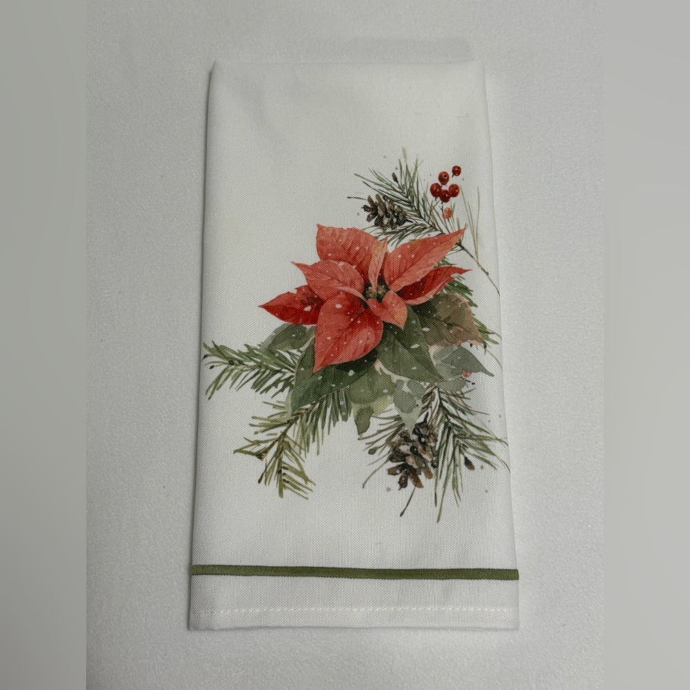 Festive 17.25” x 28” Holiday Poinsettia Kitchen Dishcloth New in Package